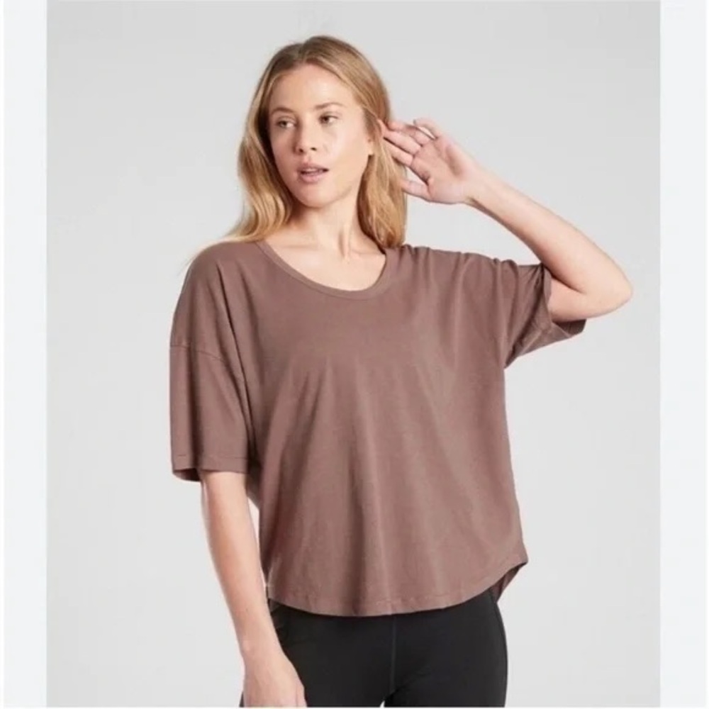 Athleta Mineral Brown Box Athletic Tee, Brown XL